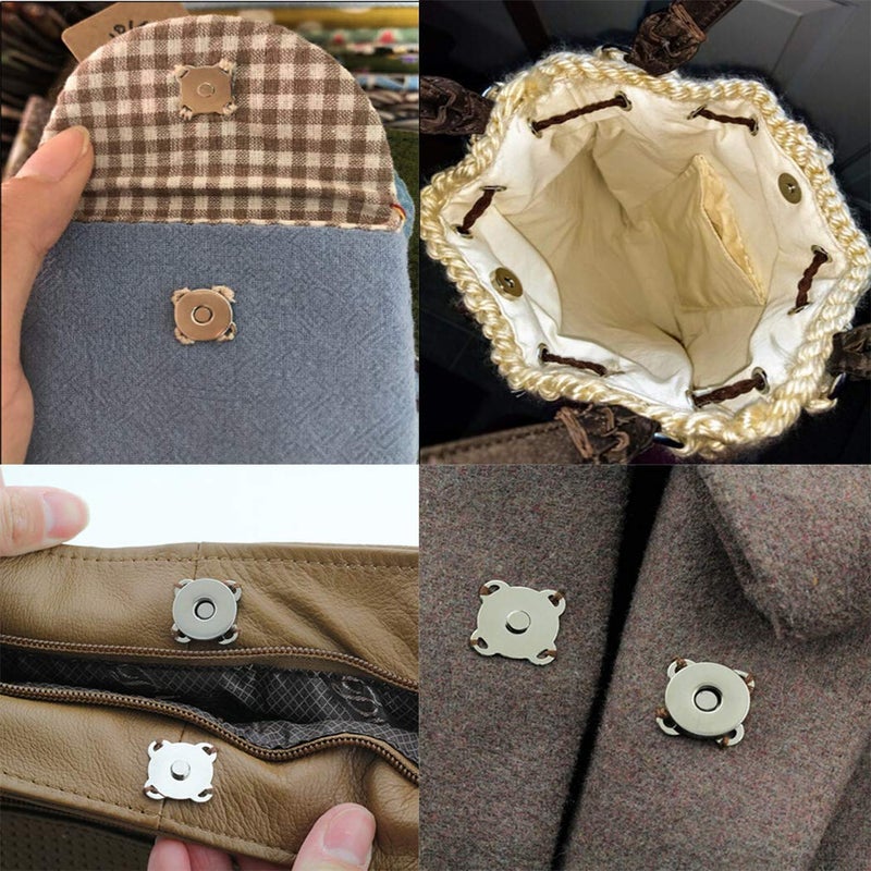 WAFJAMF WAFJMAF 10 Sets Bronze Sew in Magnetic Bag Clasps Button Snaps Tone Purse for Closure Handbag Clothes Sewing Craft No Tools Required Plum Blossom 19mm (Bronze) - Image 3